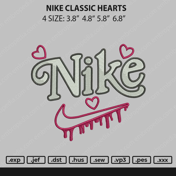 Nike Classic Hearts Embroidery File 4 size