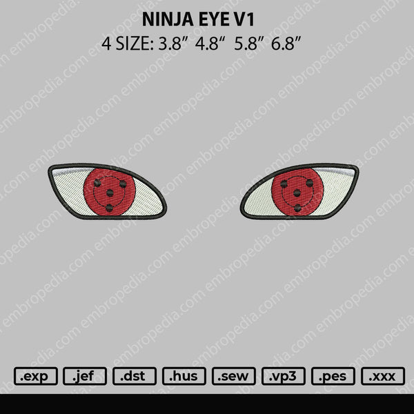 Ninja Eye V1 Embroidery File 4 size