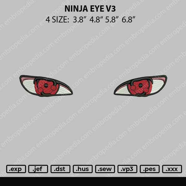 Ninja Eye V3 Embroidery File 4 size