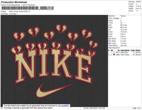Nike Broken Hearts Embroidery File 4 size