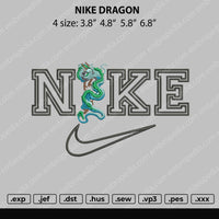 Nike Dragon Embroidery File 4 size