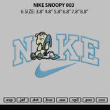 Nike Snoopy 003 Embroidery File 6 sizes