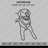 Outline Dog Embroidery File 4 size