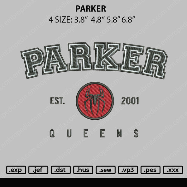 Parker Embroidery File 4 size