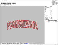 Pennsylvania Text Embroidery File 4 size