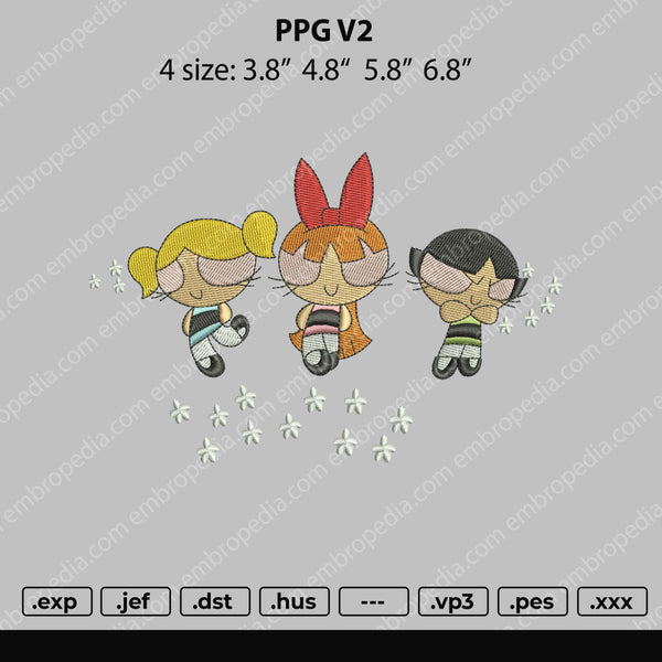 PPG V2 Embroidery File 4 size