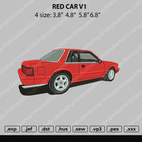 Red Car V1 Embroidery file 4 Size