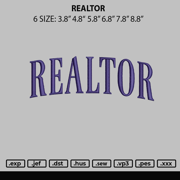 Realtor Embroidery File 6 sizes