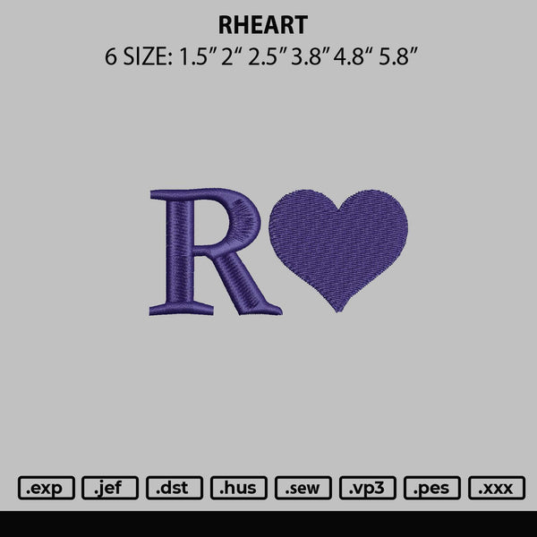 Rheart Embroidery File 6 sizes