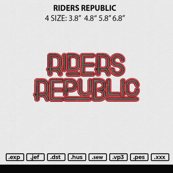 Riders Republic Embroidery File 4 size