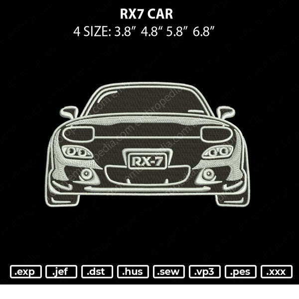 RX7 Car Embroidery File 4 size