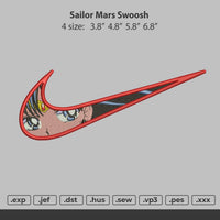 Swoosh Sailor Mars Emroidery File 4 Size