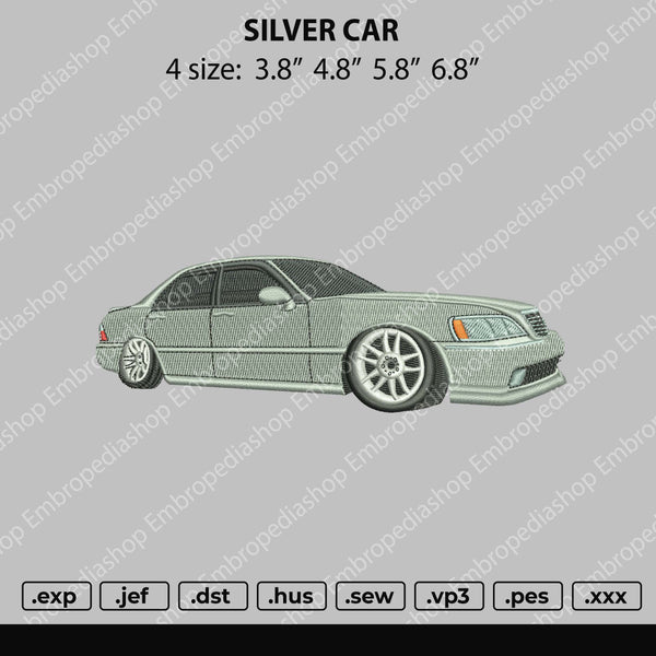 Silver Car Embroidery File 4 size