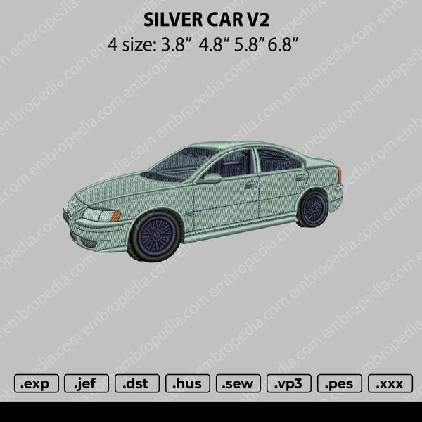 Silver Car Embroidery File 4 size