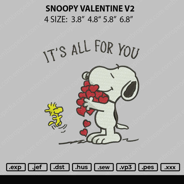 Snoopy Valentine V2 Embroidery File 4 size