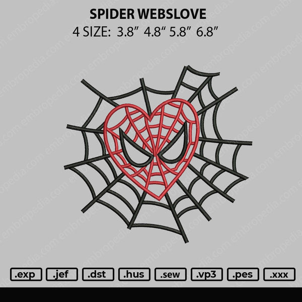 Spider Webslove Embroidery File 4 size