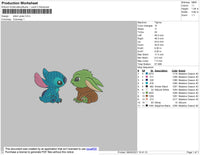 Stitch Yoda Embroidery File 4 size