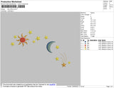 Sun Moon Embroidery File 4 size