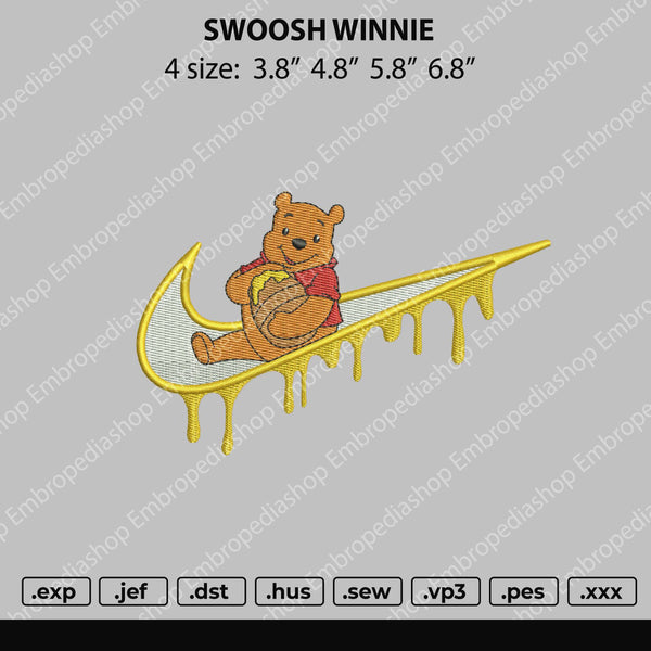 Swoosh Winnie Melt  Embroidery File 4 size