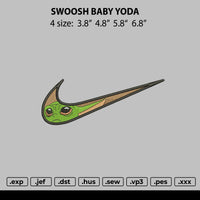 Swoosh Baby Yoda 01 Embroidery File 4 size