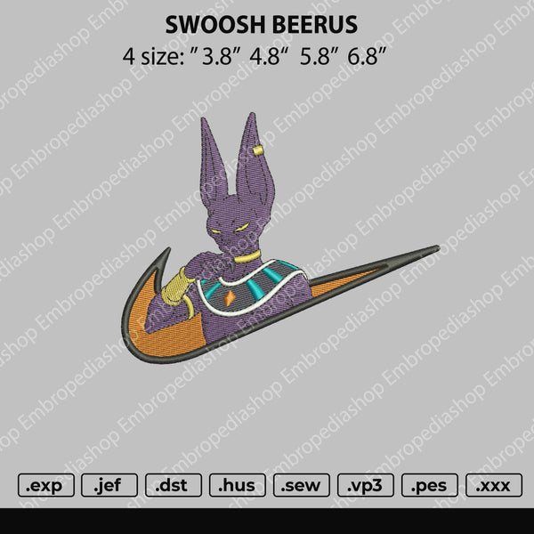 Swoosh Beerus Embroidery File 4 size