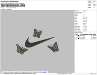 Swoosh Butterflies Embroidery File 4 size
