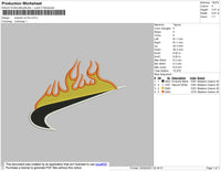 Swoosh On Fire Embroidery File 6 size