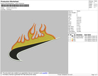 Swoosh On Fire Embroidery File 6 size