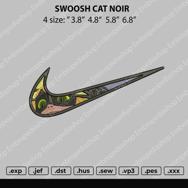 Swoosh Cat Noir Embroidery File 4 size