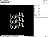 Tamiu Text Embroidery File 4 size