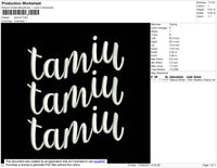 Tamiu Text Embroidery File 4 size