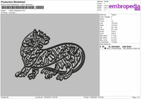 Tiger Calligraphy Embroidery File 4 size