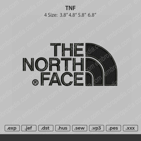 TNF Embroidery File 4 size
