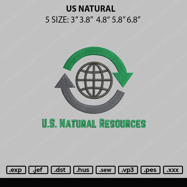 Us Natural Embroidery File 5 sizes