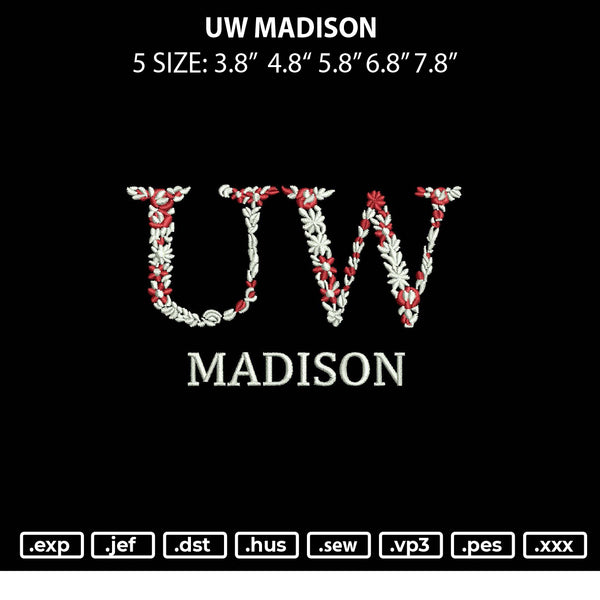 UW Madison Embroidery File 5 sizes