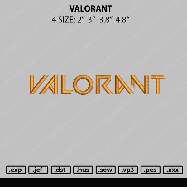 Valorant Embroidery File 4 size