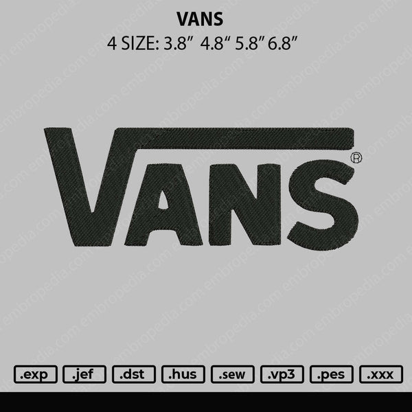 Vans Embroidery File 4 size