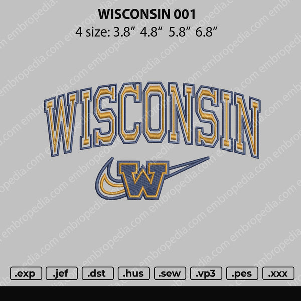 Wisconsin Embroidery File 4 size