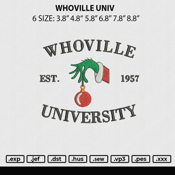 Whoville Univ V1 Embroidery File 6 sizes