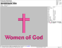 Women Of God Text Embroidery File 4 size