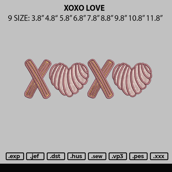 Xoxo Love Embroidery File 6 sizes
