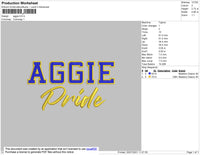 Aggie Text Embroidery File 4 size