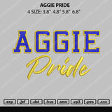 Aggie Text Embroidery File 4 size