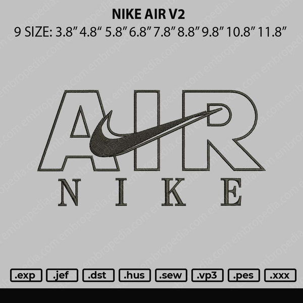 Air Nike V2 Embroidery File 9 size