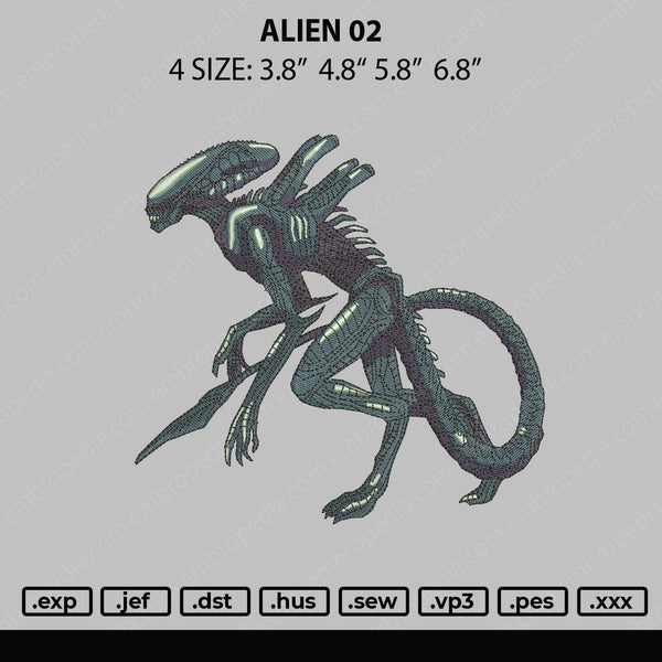 Alien 02 Embroidery File 4 size