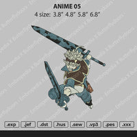 1 Anime 05 Embroidery File 4 size