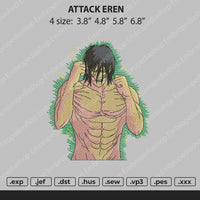 Attack Eren Embroidery File 4 size