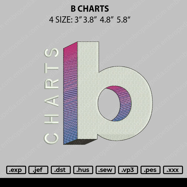 B Charts Embroidery File 4 Size