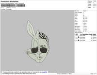 Bad Bunny White Embroidery File 4 size