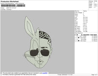 Bad Bunny White Embroidery File 4 size